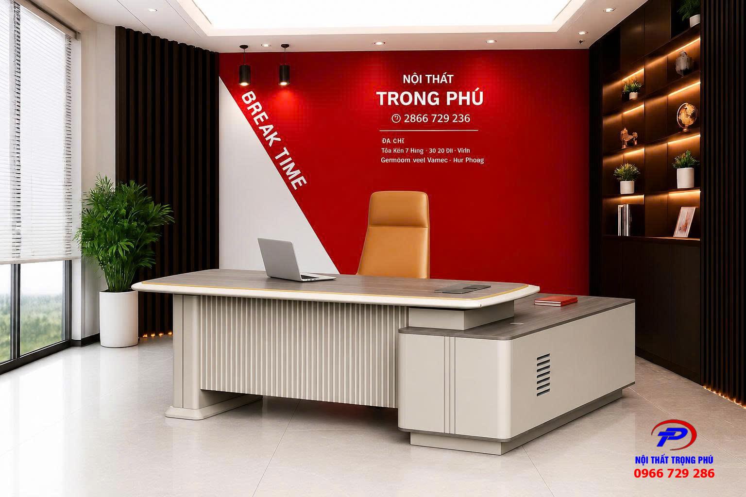 Bàn Giám Đốc Nhập Khẩu Bo Viền B957 | Sang Trọng, Hiện Đại Cho Văn Phòng Lãnh Đạo