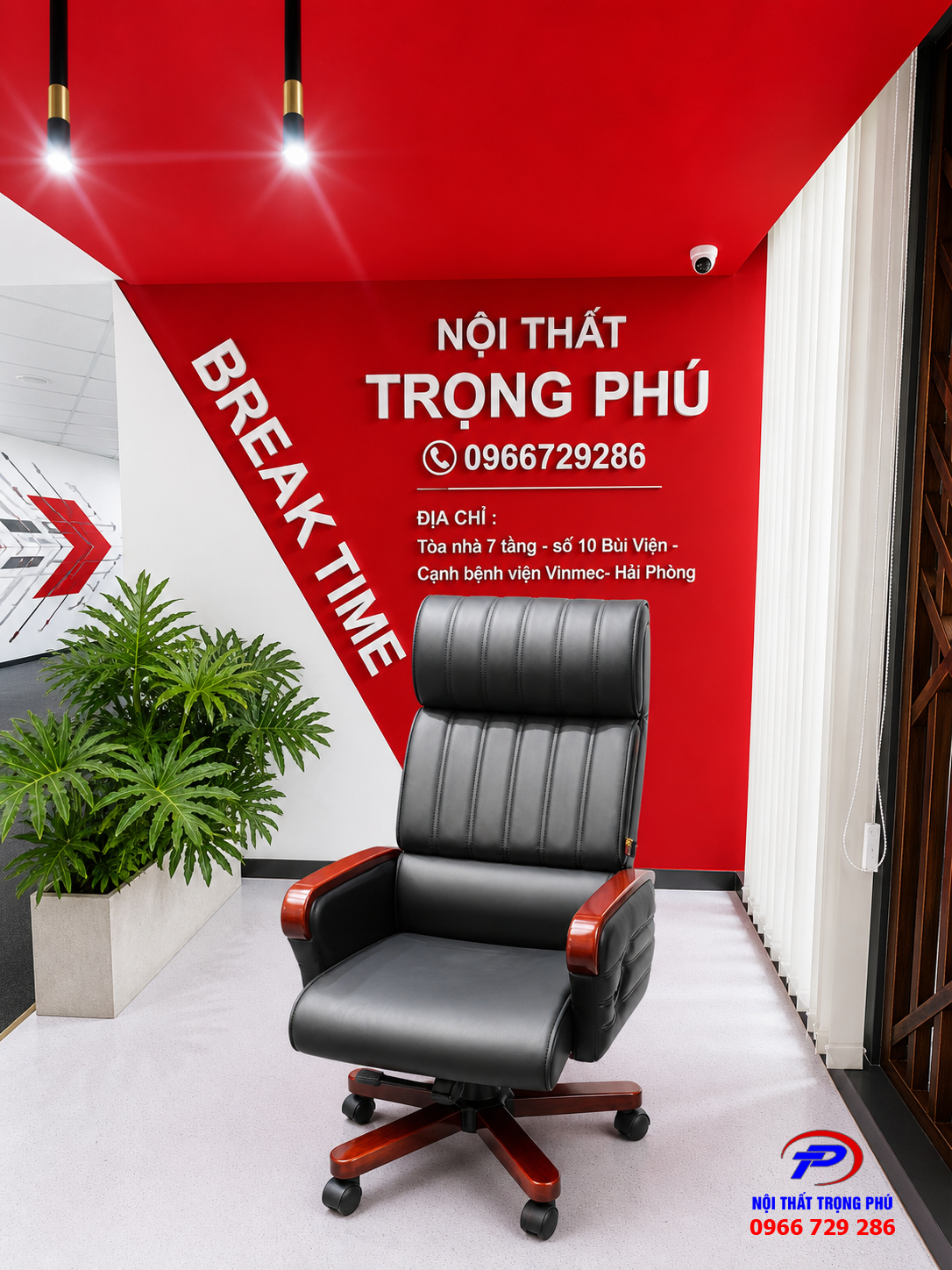 Ghế Lãnh Đạo A-2320 Da PU Cao Cấp Chân Xoay Gỗ Sang Trọng