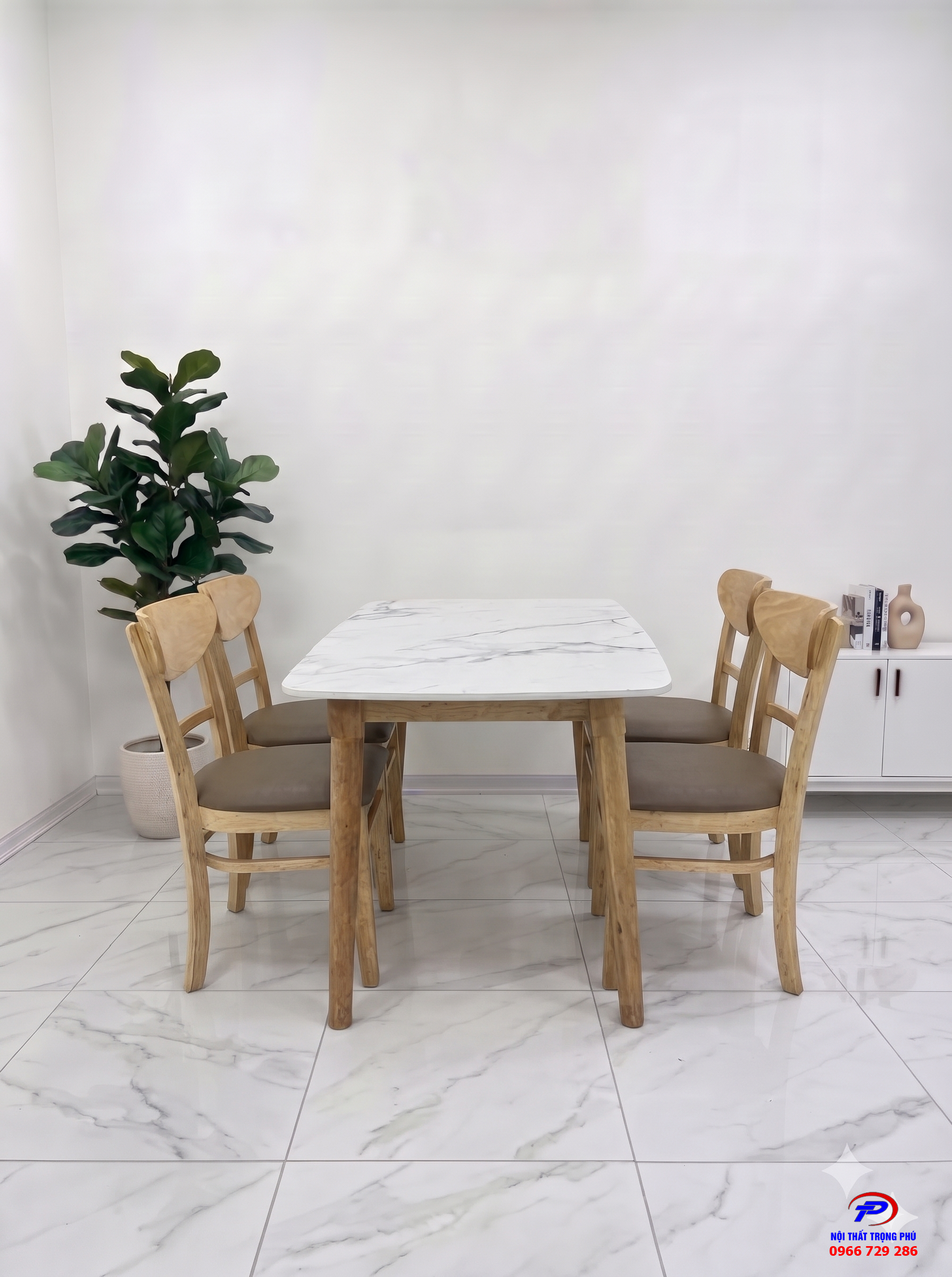 BỘ BÀN ĂN 4 GHẾ PANDA MÀU NÂU – BGTP47
