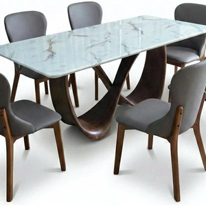 Bàn Ghế Ăn Nhập Khẩu The One BA512 + GA514 Mặt Đá Chân Gỗ Tự Nhiên