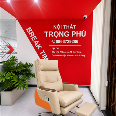 Ghế Lãnh Đạo HLY Tay Gỗ Da PU Cao Cấp Có Gác Chân Thư Giãn