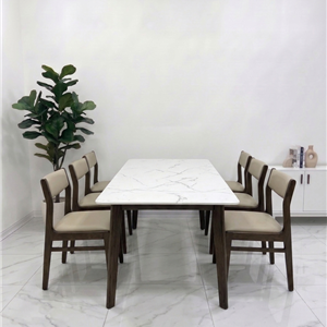 BỘ BÀN ĂN MẶT ĐÁ 6 GHẾ NORD MÀU NÂU – BGTP49