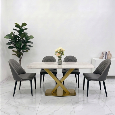 BÀN ĂN MẶT ĐÁ CERAMIC CHÂN MẠ TITAN – BGTP52