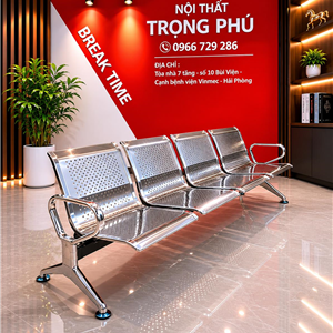 Ghế Chờ Inox Cao Cấp 4 Chỗ | Bền Đẹp Cho Văn Phòng, Bệnh Viện, Sảnh Chờ
